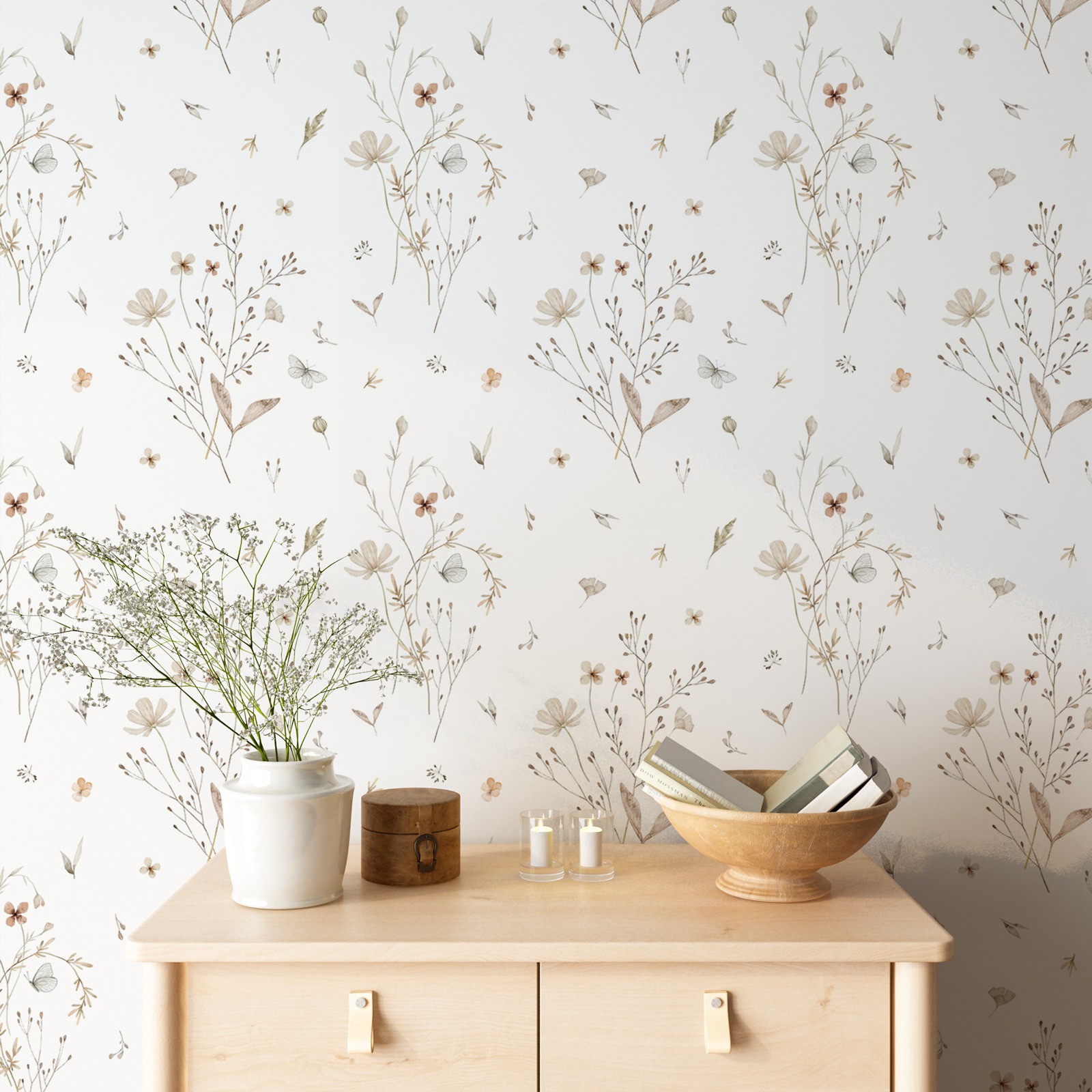 Herbal Wallpaper - ورق جدران بزهور طازجة، ورق جدران