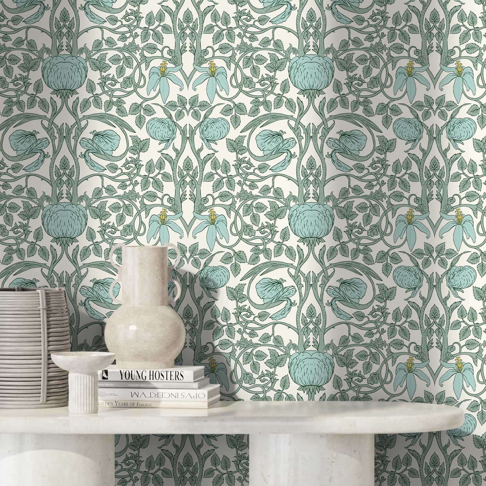 ورق جدران الباستيل آرت نوفو، و - مراجعة Herbal Wallpaper وسعره