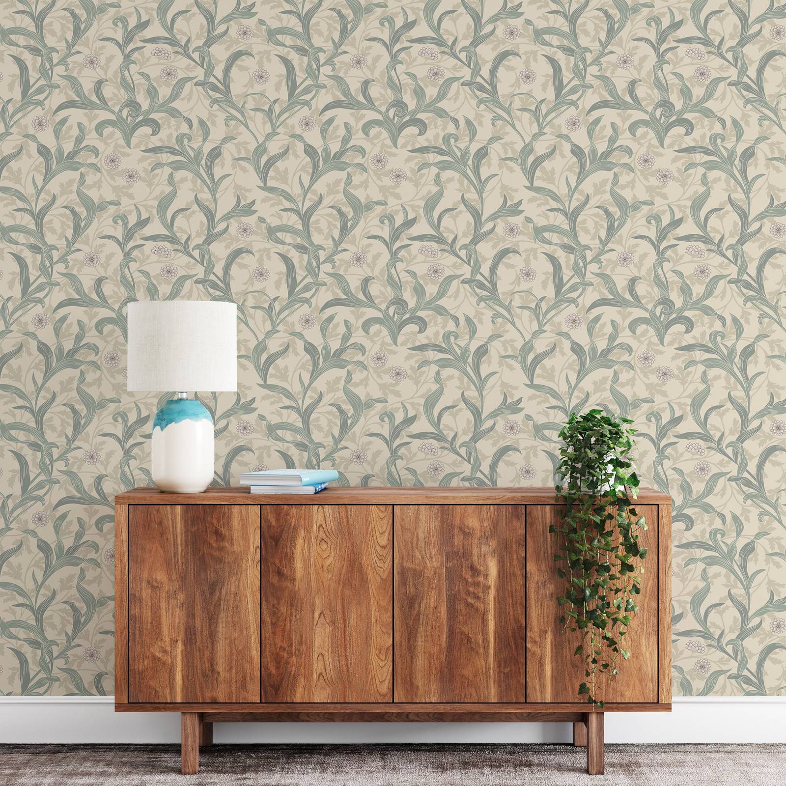 ورق جدران عتيق على شكل أوراق ز - مراجعة Herbal Wallpaper وسعره