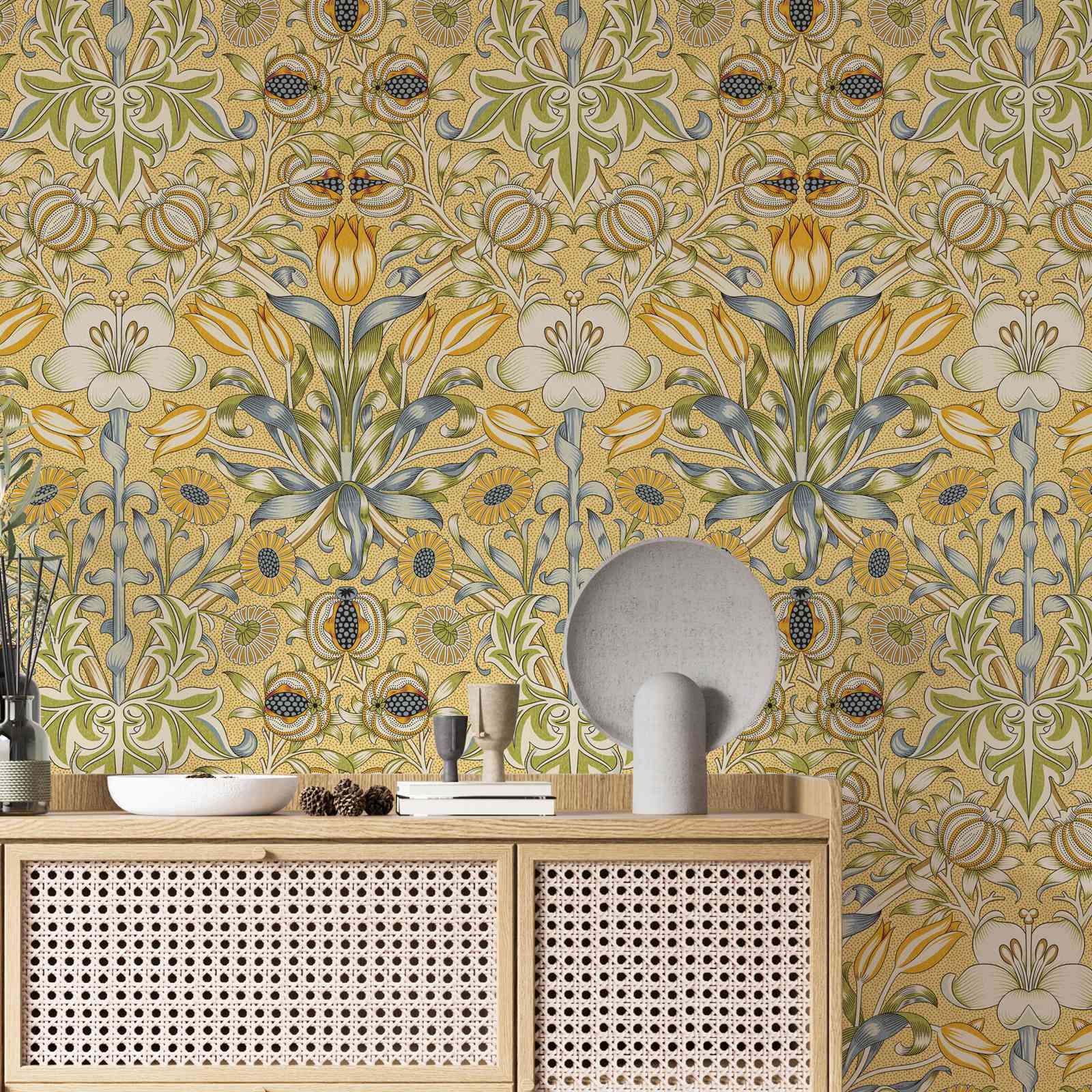 ورق جدران لاصق بتصميم زنبق ورم - مراجعة Herbal Wallpaper وسعره